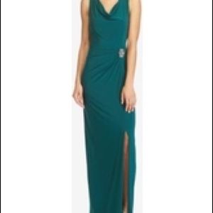 Lauren Ralph Lauren Draped Jersey Cowl Neck Gown